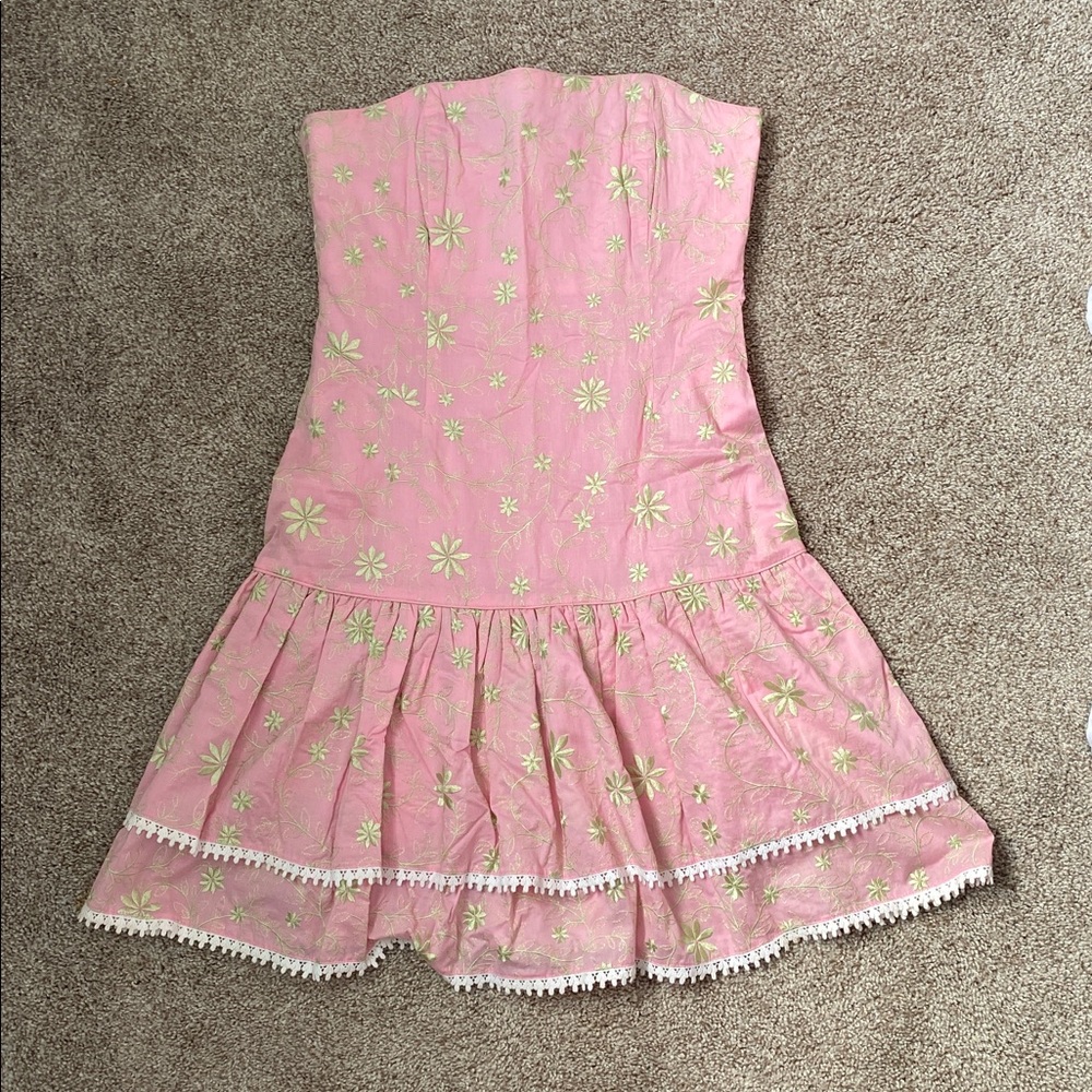 Vintage Lilly Pulitzer Pink and Green Floral Ladies Dress